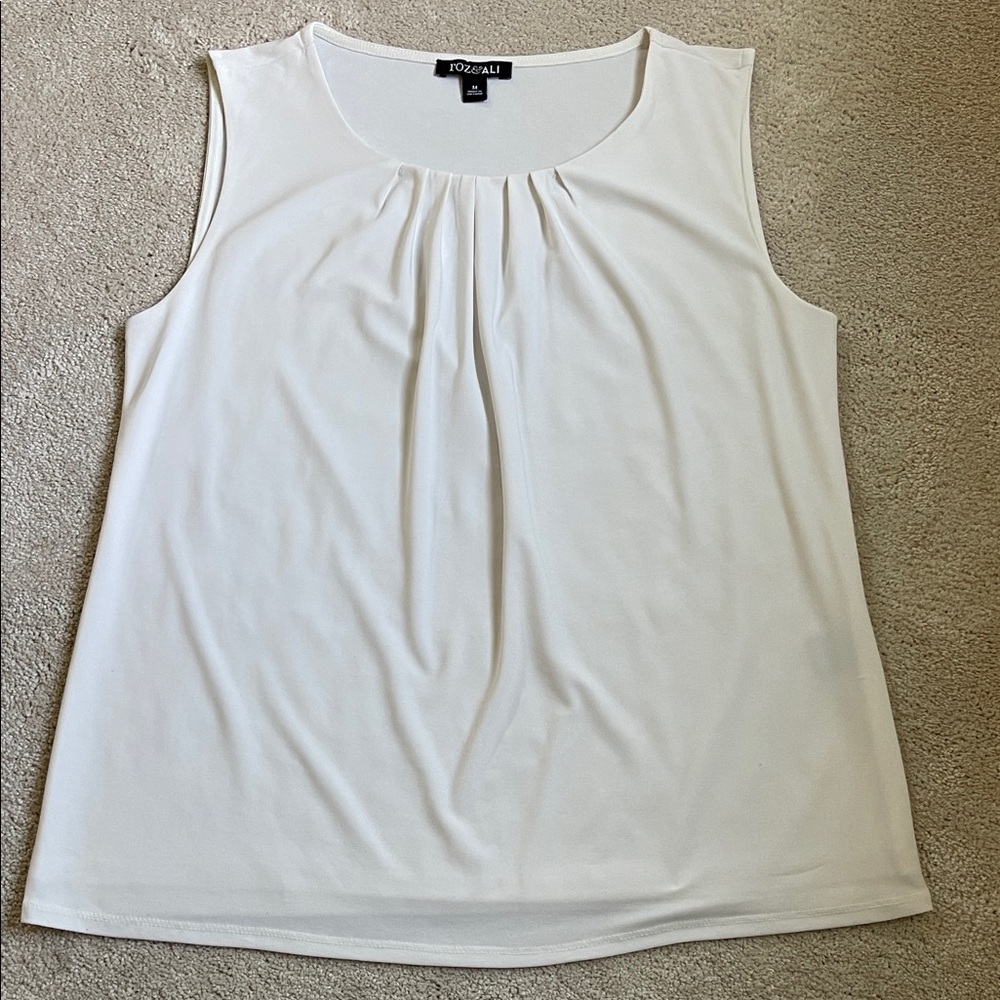Roz & Ali Elegant Cream Sleeveless Blouse